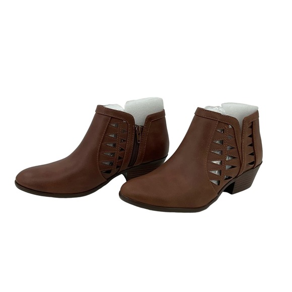 Soda Shoes - Soda Chance Women Cognac PU Perforated Cut Out Ankle Booties Size 7 NEW